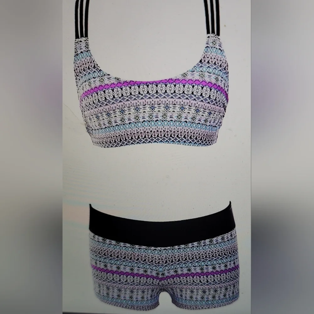 NWOT 3 PIECES BOY SHORT SWIM SPORTS BRA TOP SWIM TEE YOGA WORK OUT VOLLEYBALL